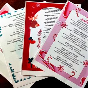 Printed Christmas Song Game